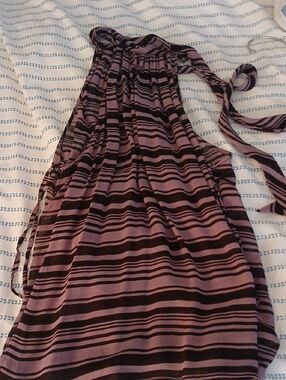 Michael Kors Lavender and Black Striped Halter Top
